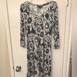 Karen Kane A-line sunflower pattern dress.